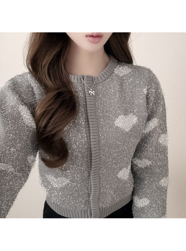 ラメハートジャガードニットカーディガン[dpk403] | レディース