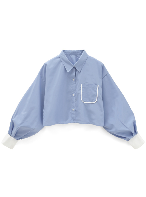 配色クロップド丈シャツ