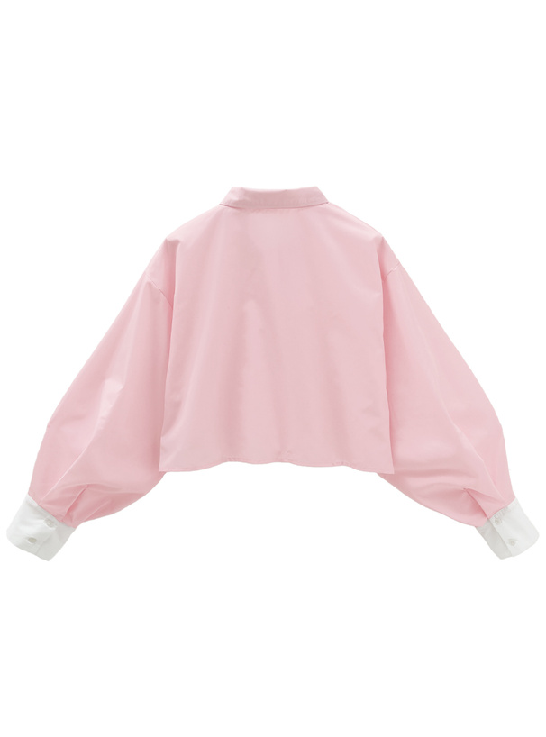 配色クロップド丈シャツ