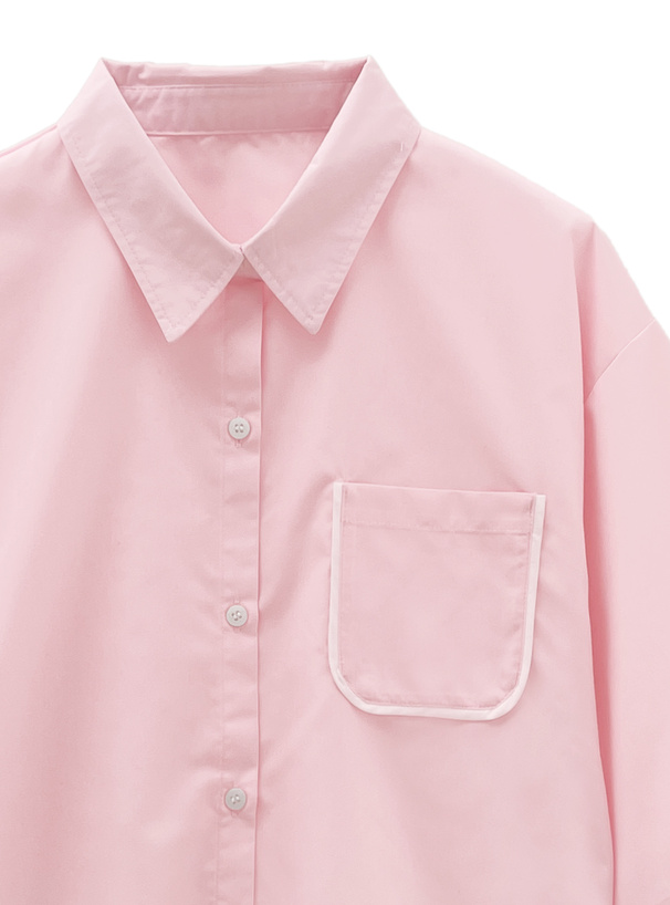 配色クロップド丈シャツ