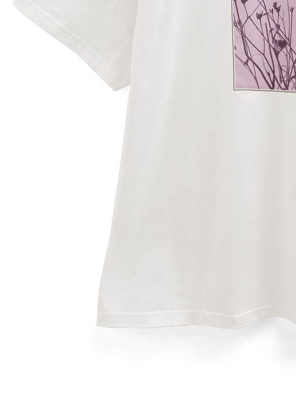 フラワープリントロゴTシャツ