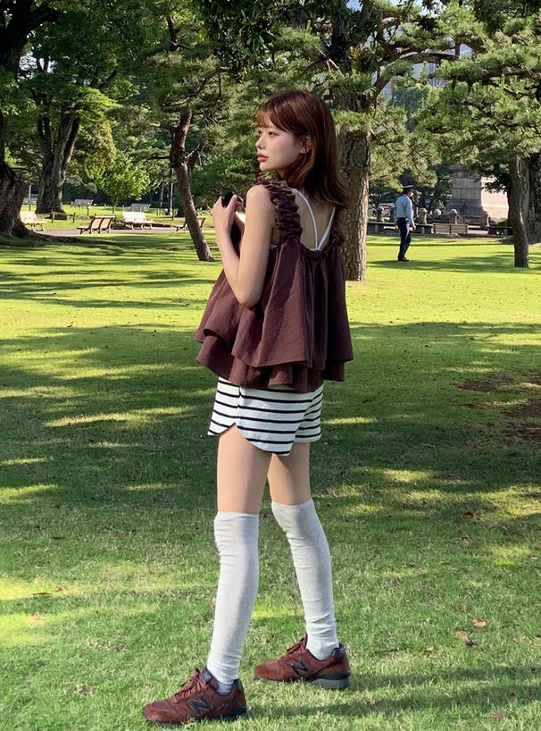 リネンタッチギャザーキャミトップス