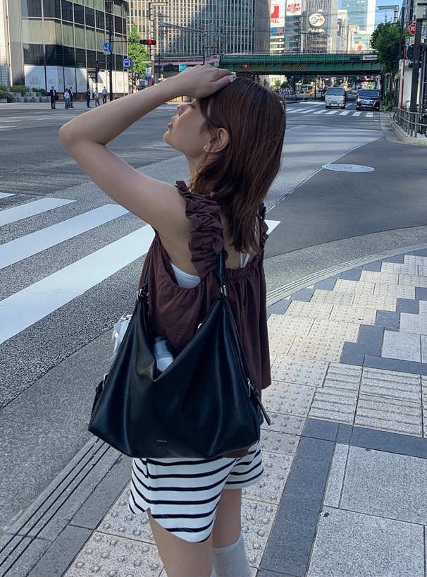 リネンタッチギャザーキャミトップス