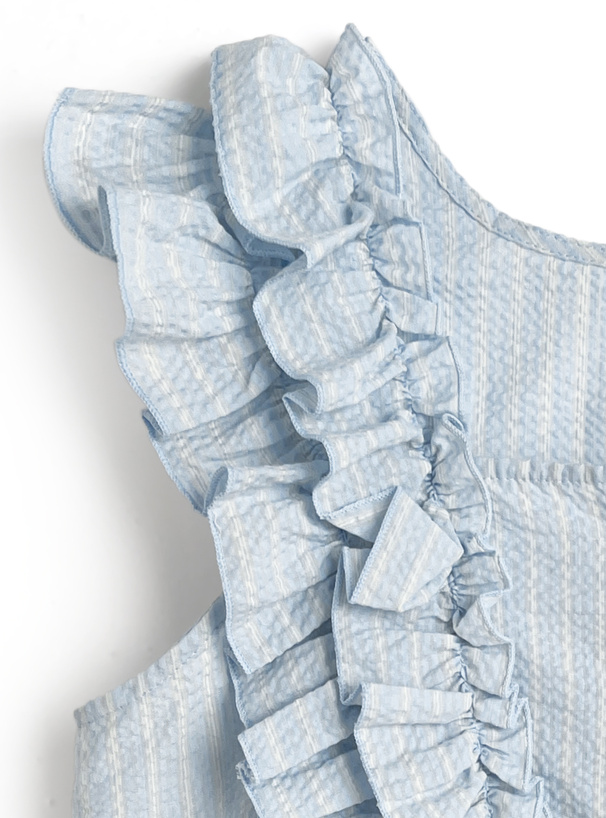 ストライプショルダーフリルブラウス