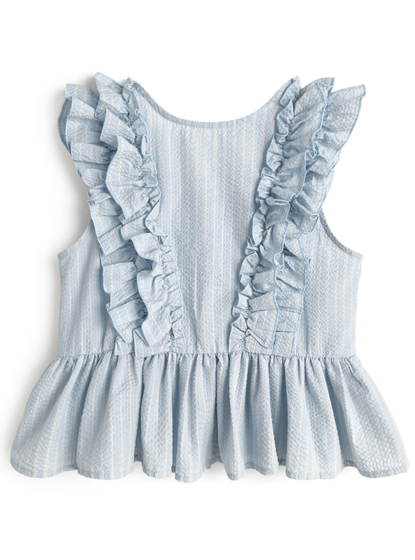 ストライプショルダーフリルブラウス