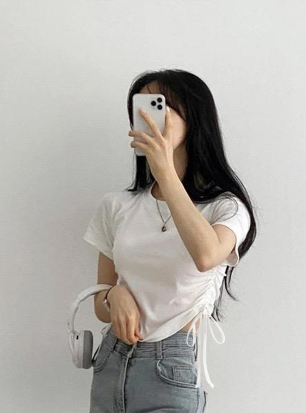 サイドドロストTシャツトップス