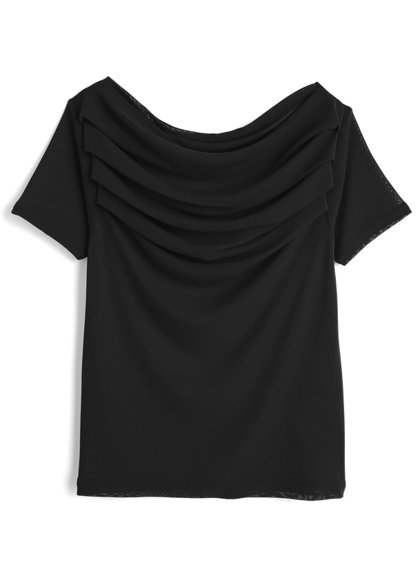 【新品・タグ付き】グラムリップス オフショルダードレープTUNIC ブラック 新品・タグ付き】グラムリップス オフショルダードレープTUNIC