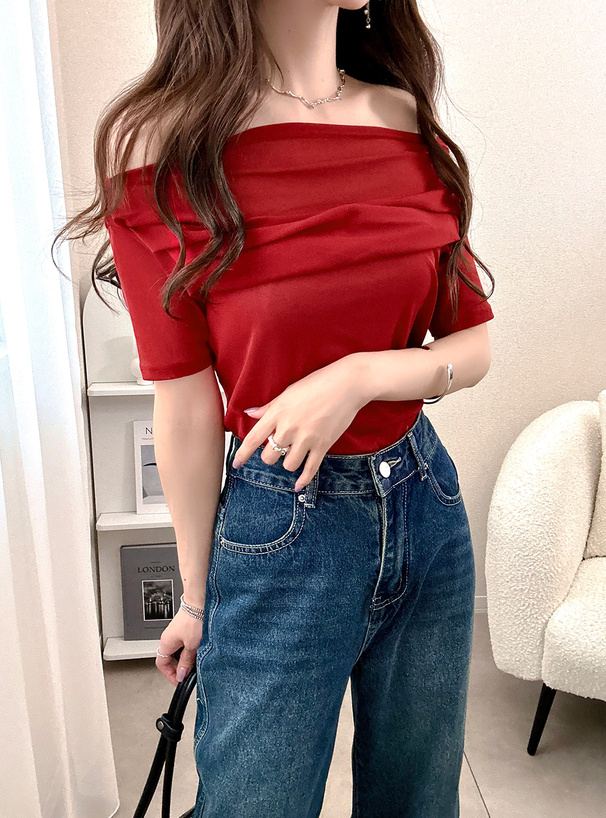 ドレープオフショルダーシアートップス