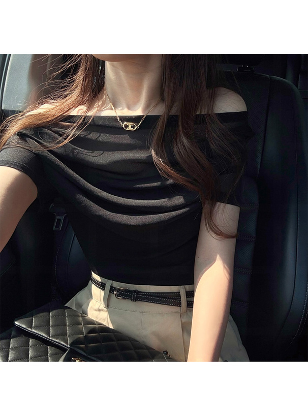 ドレープオフショルダーシアートップス