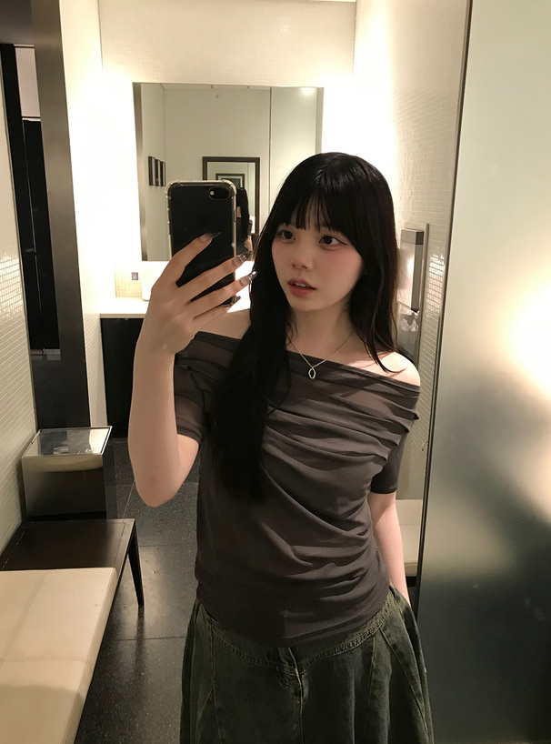 ドレープオフショルダーシアートップス