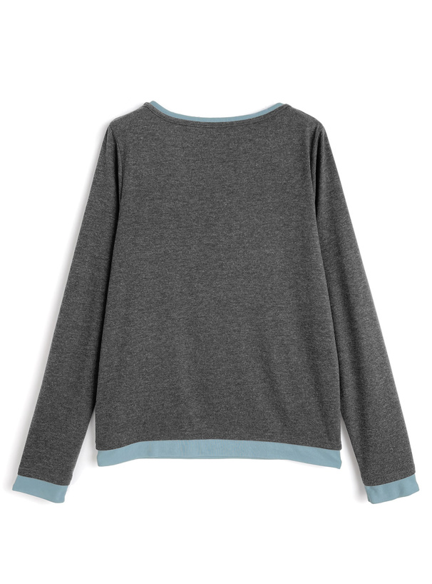 配色レイヤード風ヘンリーネックトップス