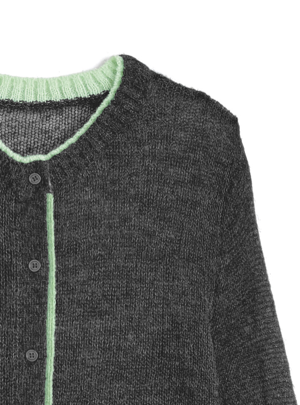 配色透かしニットカーディガン