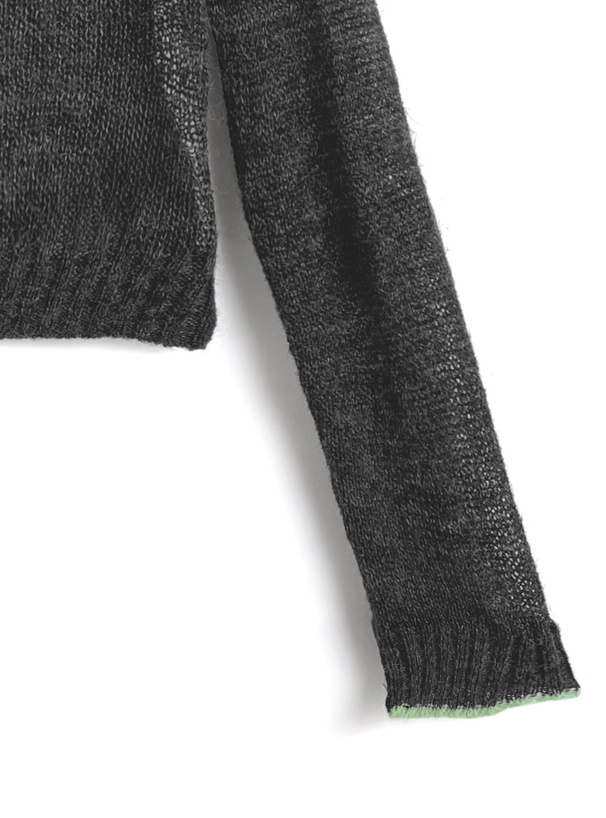 配色透かしニットカーディガン