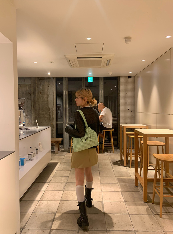 配色透かしニットカーディガン