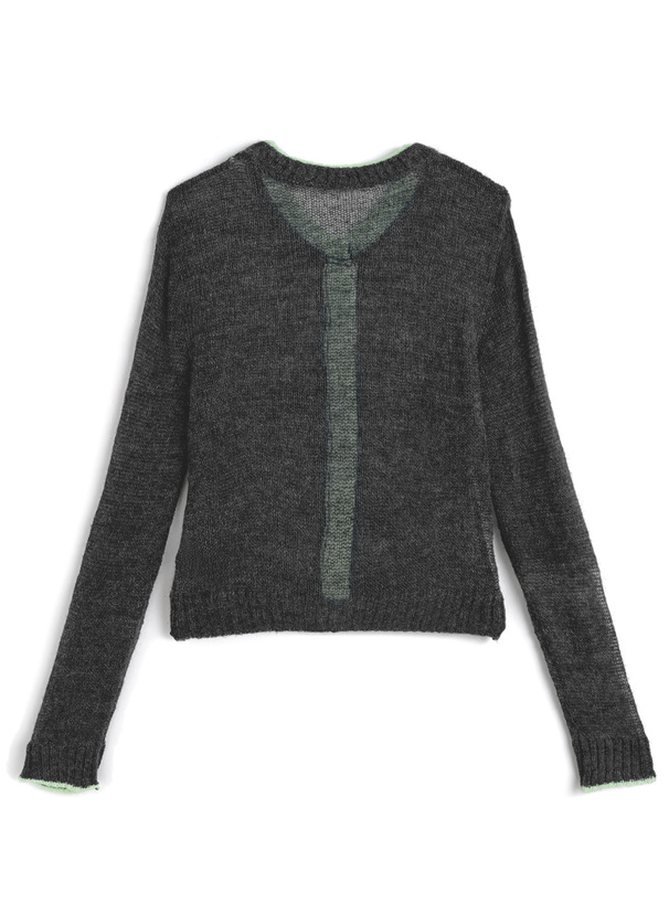 配色透かしニットカーディガン