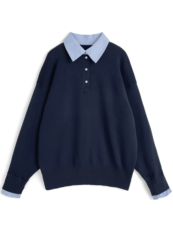 レイヤードライクロゴニットトップス tops-02510 レイヤード ライク トップス マスタード グレー | L