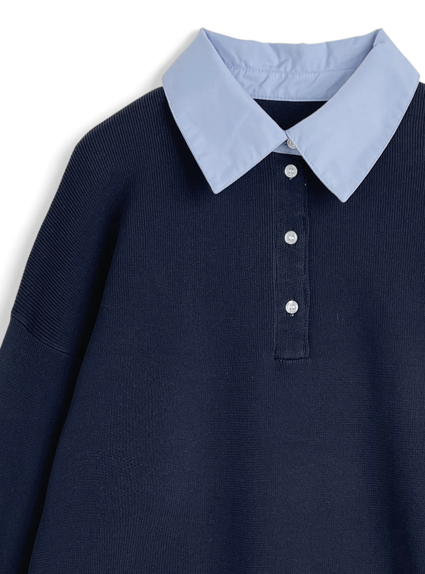 シャツレイヤード風オーバーサイズニットトップス[dpk464