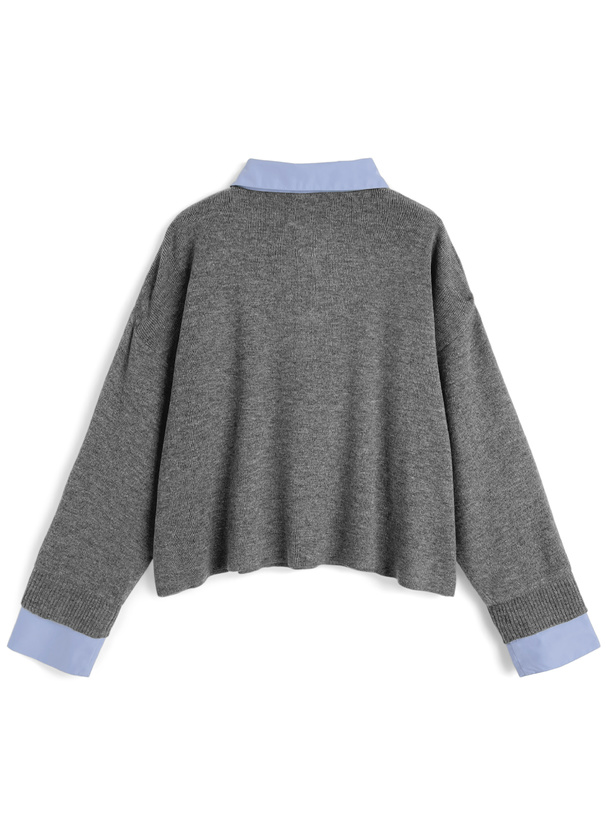 ⚠︎プロフお読み下さい様グレーニット THREE FIFTY STANDARD 小谷 実由さんと作った衿付きローゲージニット