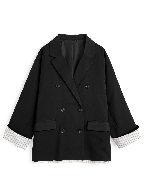 ストライプ柄ドッキングテーラードジャケット