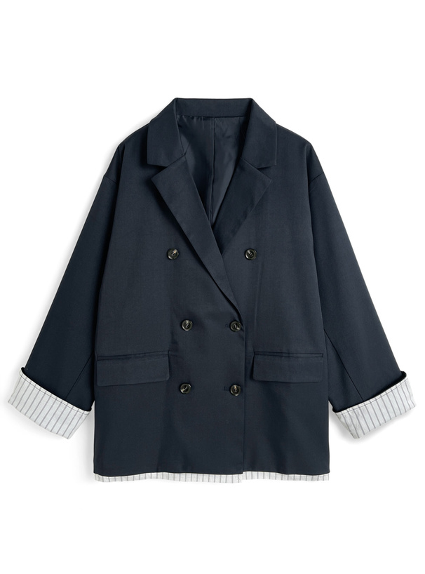 ストライプ柄ドッキングテーラードジャケット