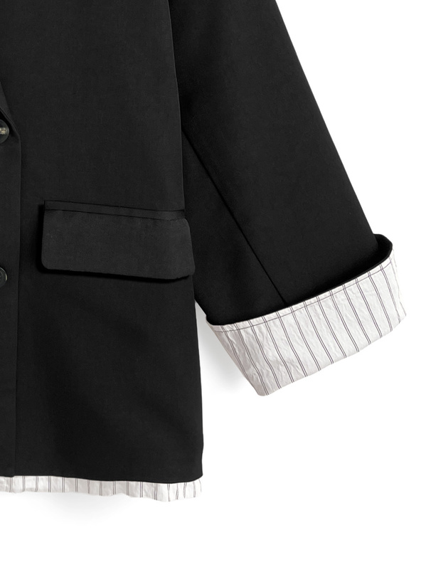 LGB テーラードジャケット ストライプ ストライプ柄ドッキングテーラードジャケット[dpk466