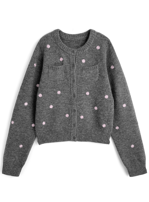 フラワー刺繍ニットカーディガン[dpk469]