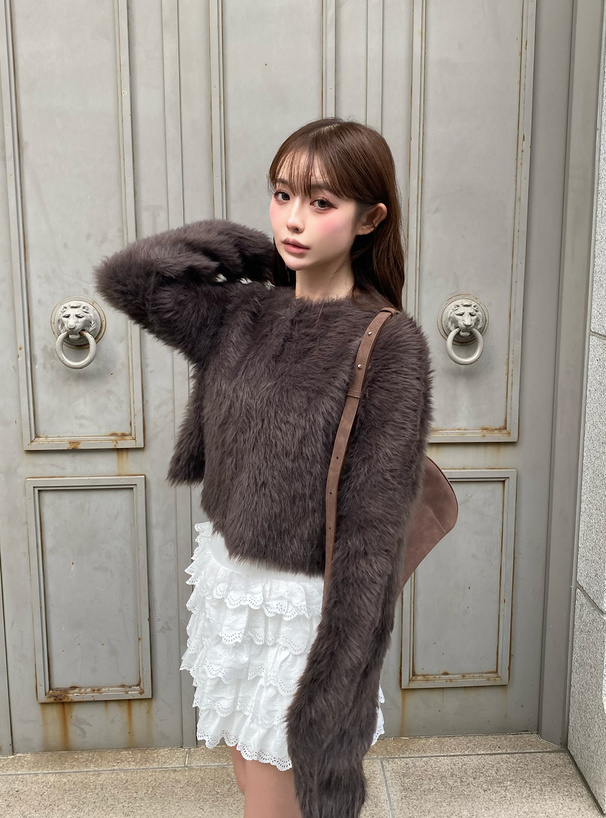 シャギーニットカーディガン