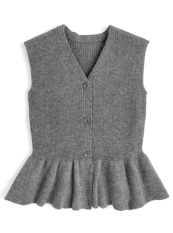 ペプラムノースリーブニットベスト
