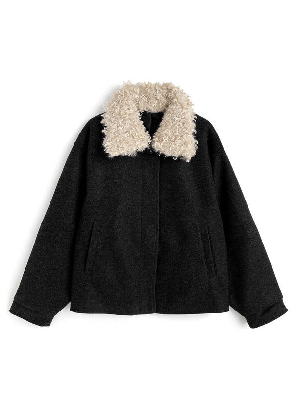 ファーティペット付きフェイクウールジャケット[dpk479] | レディース
