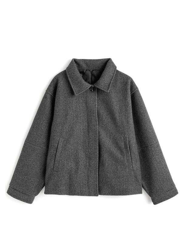 ファーティペット付きフェイクウールジャケット