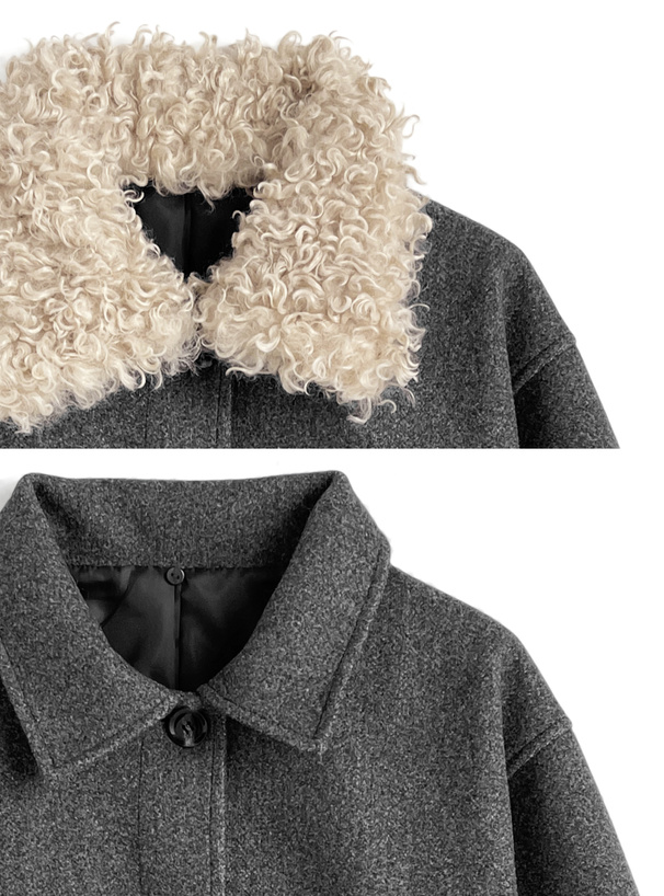 ファーティペット付きフェイクウールジャケット