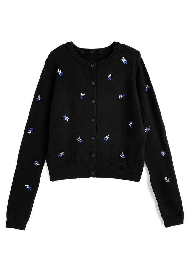 フラワー刺繍ニットカーディガン[dpk480]