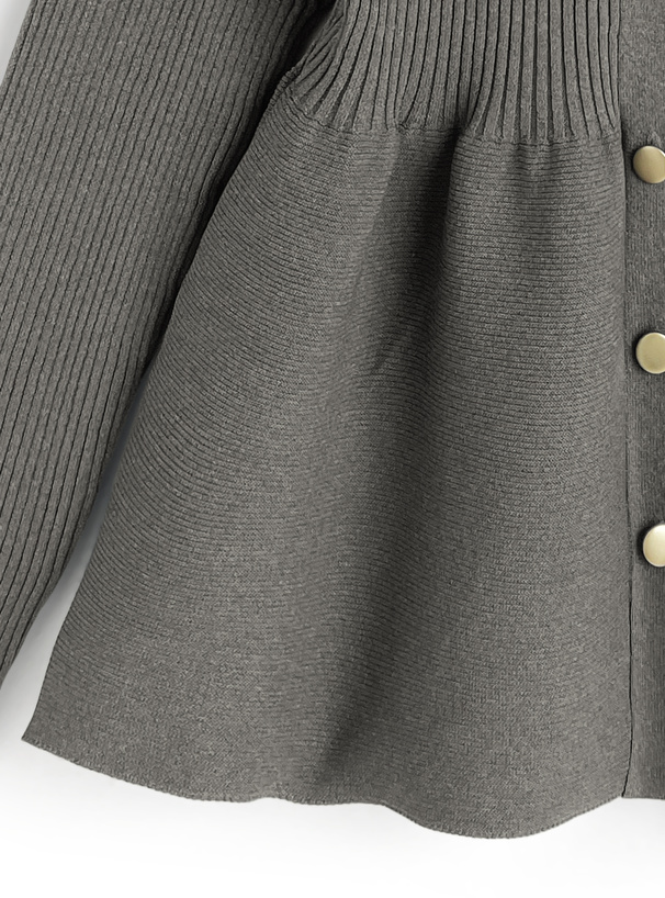 Vネックペプラムニットカーディガン