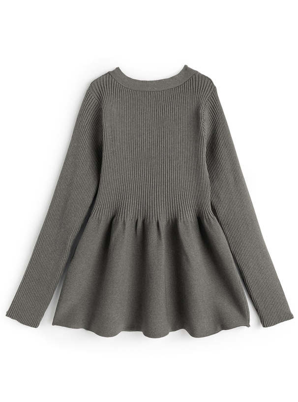 Vネックペプラムニットカーディガン