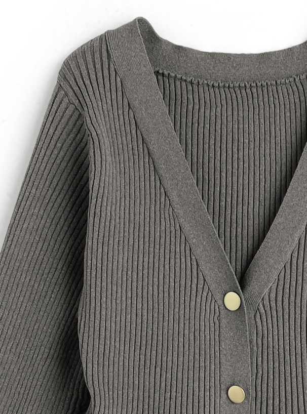 Vネックペプラムニットカーディガン