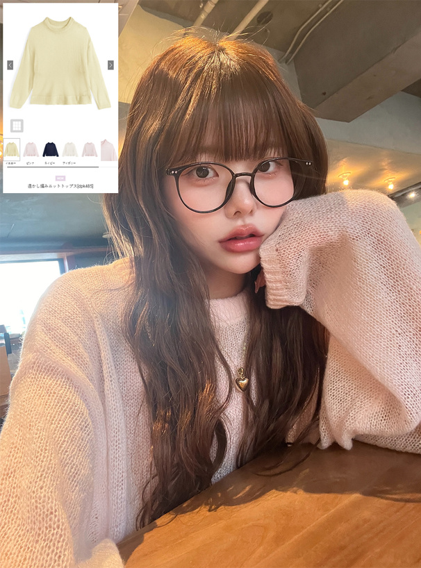 透かし編みニットトップス