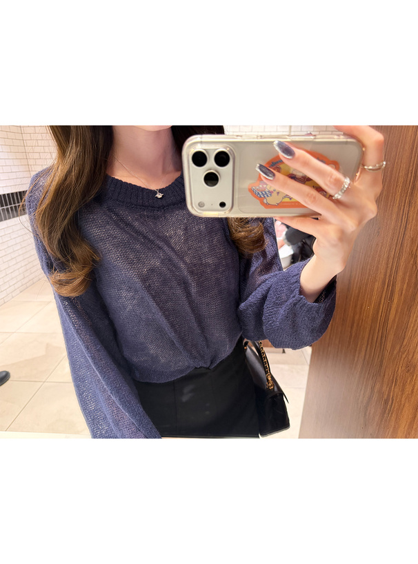 透かし編みニットトップス