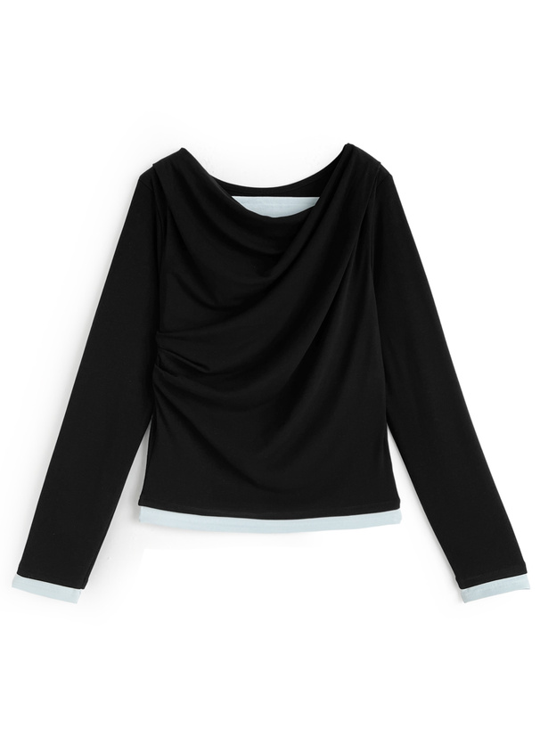 レイヤード風ドレープカシュクールトップス[dpk486]