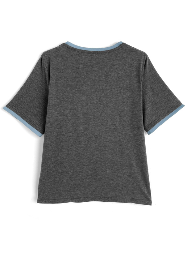 配色レイヤード風ロゴ刺繍タックTシャツ