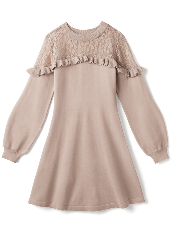 デコルテレースフリルフレアニットミニワンピース Dr427 レディースファッション通販のグレイル Grl 公式