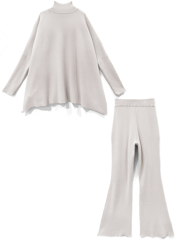 サイドスリットトップスXフレアパンツニットセットアップ[dr464