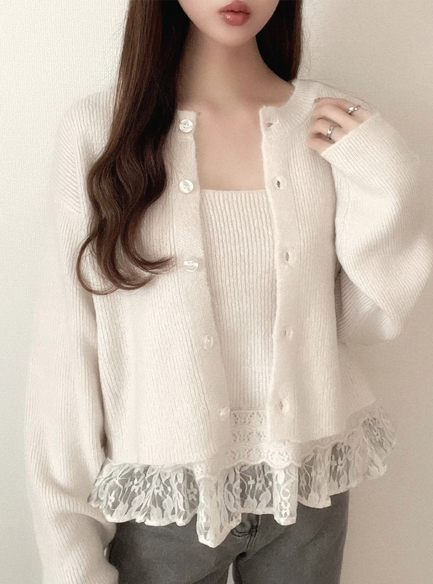 bucket knit cardigan  アンサンブル