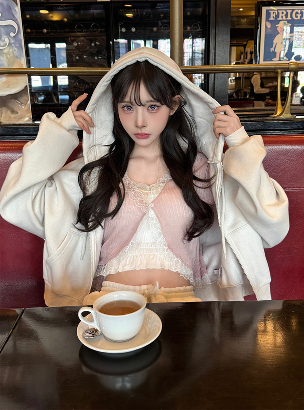 レースフレアスリーブニットカーディガン