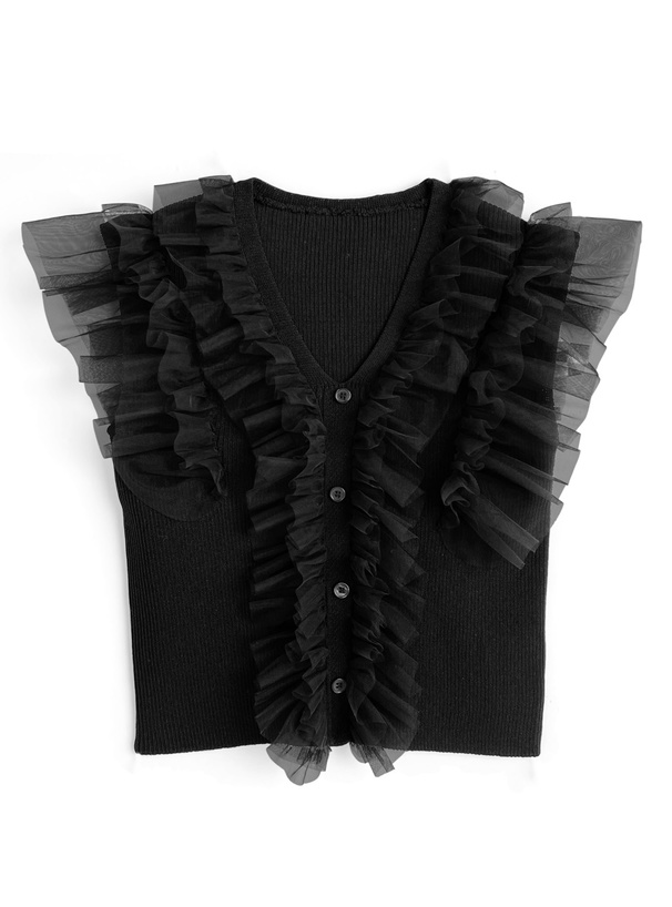 チュールフリルニットベスト