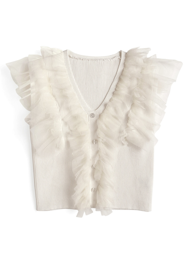 チュールフリルニットベスト