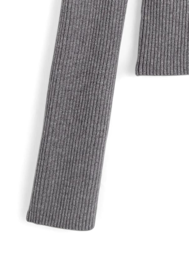 ジップデザインオフショルダーニットトップス