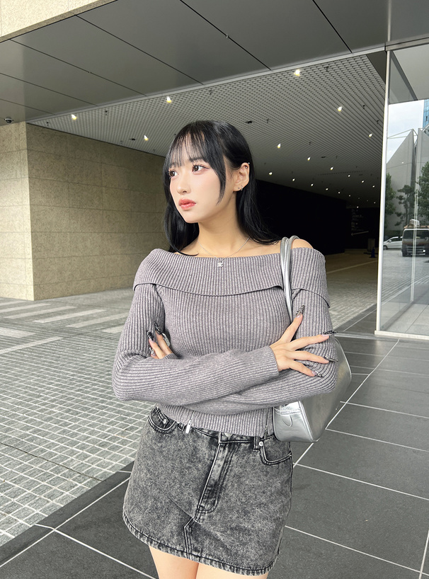 ジップデザインオフショルダーニットトップス[dr808] | レディース