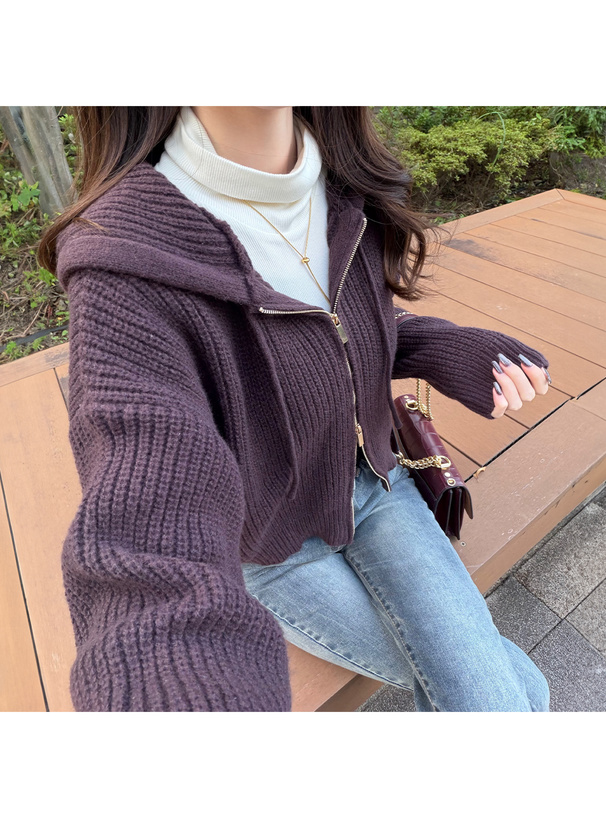 フード付きダブルジップニットパーカー[dr810] | レディース