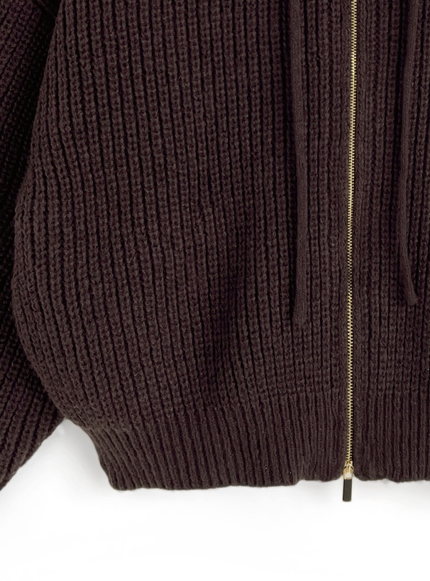 フード付きダブルジップニットパーカー