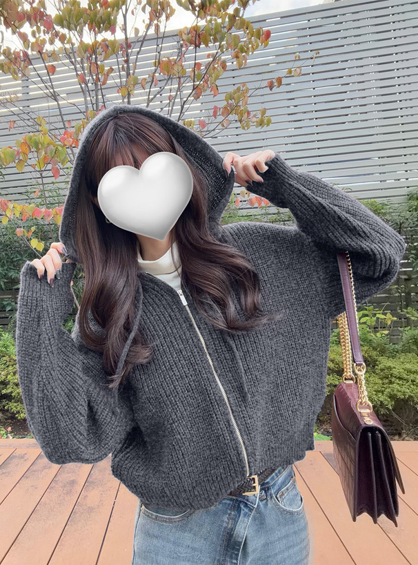 フード付きダブルジップニットパーカー[dr810] | レディース